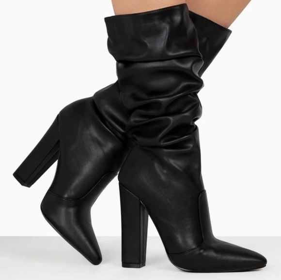 Hazel Slouchy Chunky Heel Boots - Mocha - Picture 6 of 6